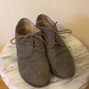 Gray faux suede oxfords 10 loafers flats women’s